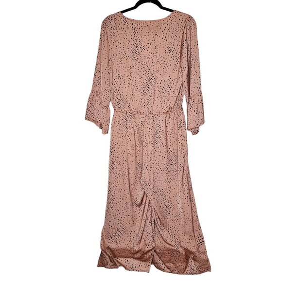 Saltwater Luxe L Pink Animal Print Spotted Jumpsuit Flare Sleeve Wide Leg Boho - Picture 4 of 6
